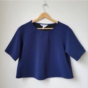 BCBGENERATION Black Blue Striped Crop Top